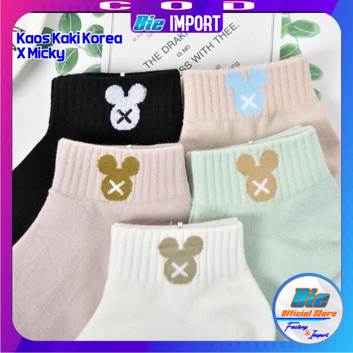 Kaos Kaki Korea Wanita Motif X Micky Impor Best Seller