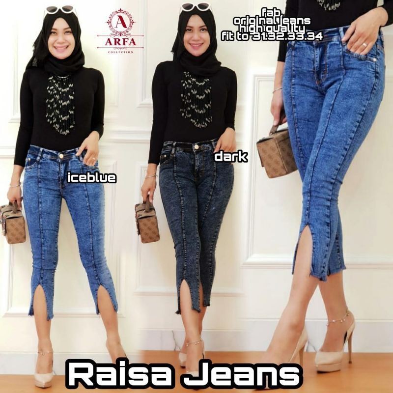 CELANA JEANS WANITA 7/9 SNOW SLIT CELANA JEANS 7/9 SLIT SNOW celana jeans 7/9