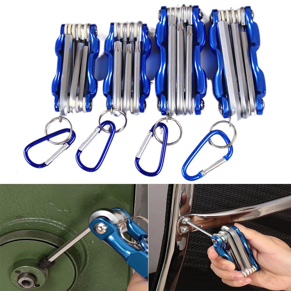 TOP Kunci Sok Allen Lipat Portable Alat Perbaikan Serbaguna Hex Key Wrenches Hand Tool Hexagonal Torx Wrench