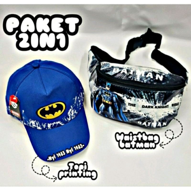 TAS SLEMPANG ANAK/WAISTBAG ANAK LAKI-LAKI FREE TOPI