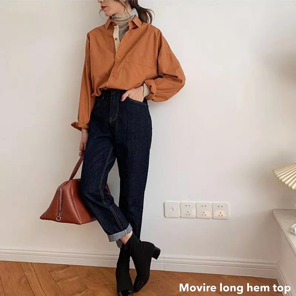 Movire long hem top - Thejanclothes