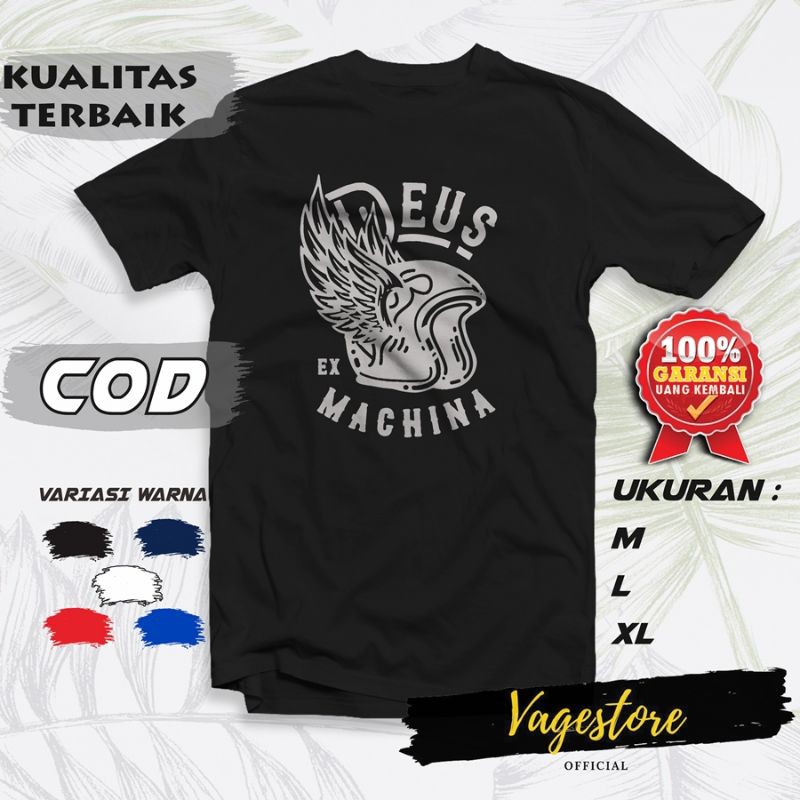 PAKAIAN ATASAN BAJU KAOS MEKANIK OTOMOTIF RACING DEUS EX MACHINA PRIA HITAM LENGAN PANJANG MURAH