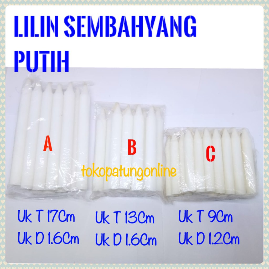 Lilin Putih Jumbo Isi 12 Batang Lilin Natal Kode A