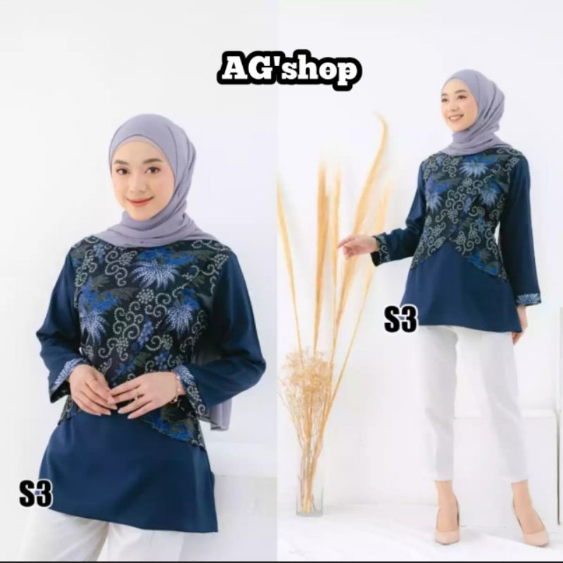 PROMO NEW PRODUK Blus Batik Wanita Terbaru/Atasan Batik Wanita Kekinian/Zalea Blouse