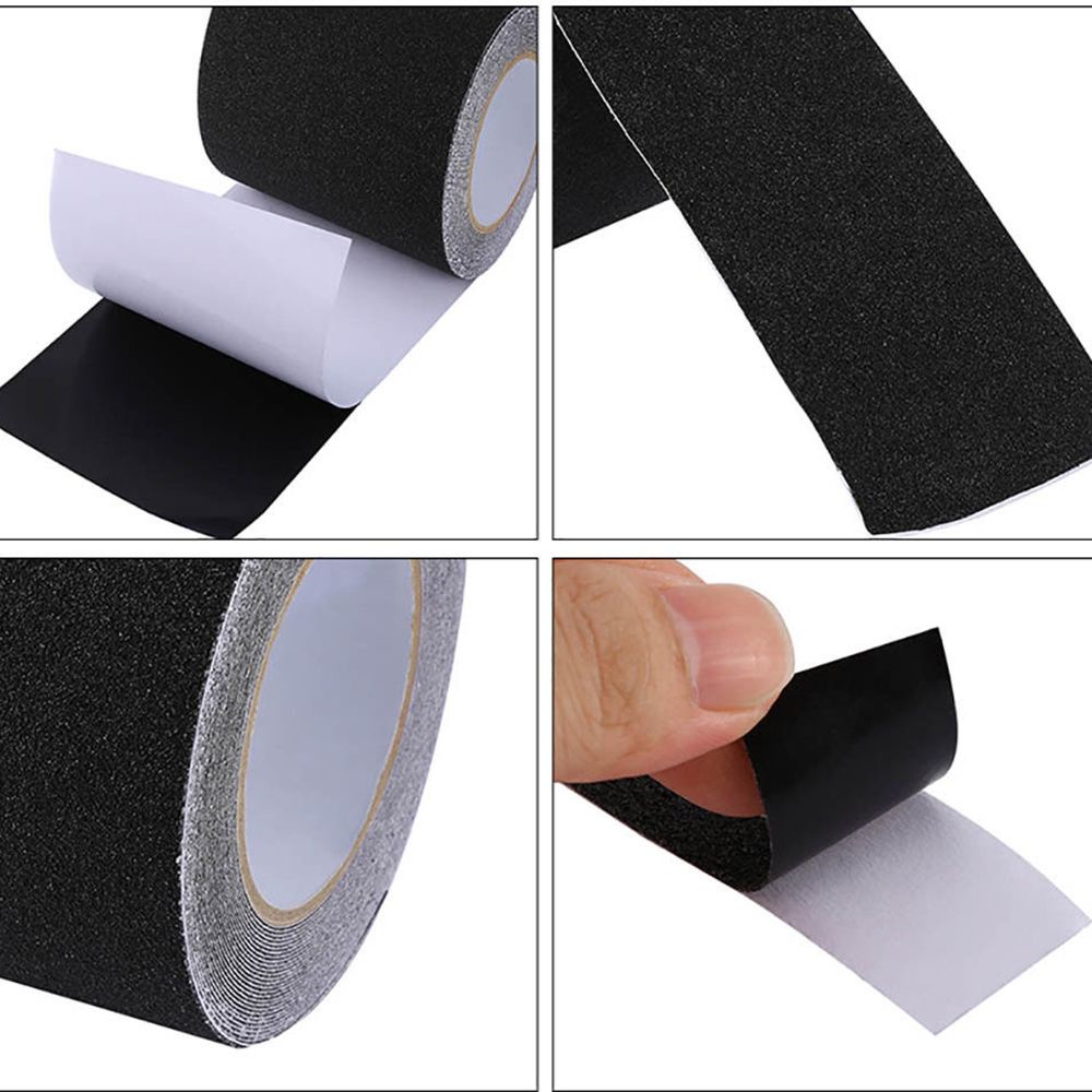 2.5cm X 5m / Roll Stiker Tangga Bahan PVC Matte Anti Air / slip Warna Hitam Untuk Outdoor