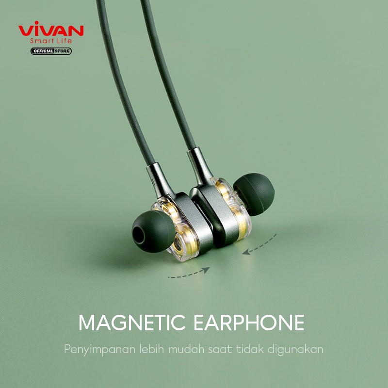 VIVAN Headset Bluetooth 5.0 Magnetic Bass Waterproof IPX4 Playtime 16 Jam Liberty N100 Garansi 1 Thn