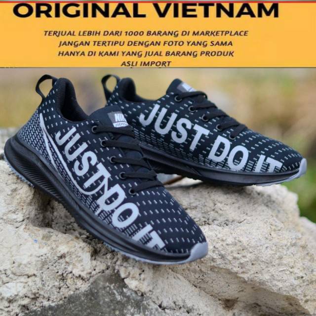 Sneaker Pria Batam ELIZA Darlene Casually Sneakers Hitam Full Black Abu Bernapas New