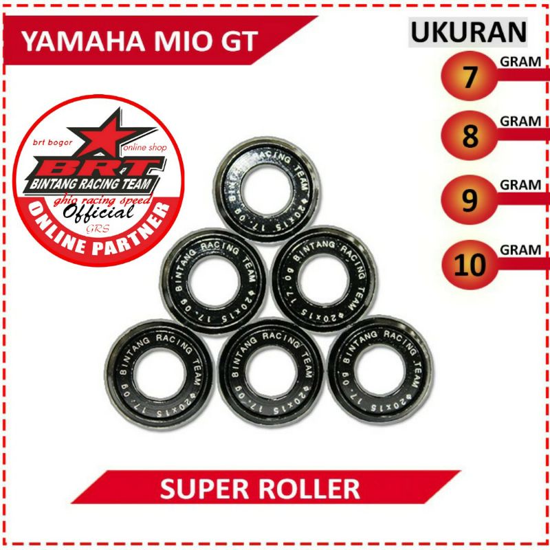 ROLLER/LOLER BRT YAMAHA MIO GT / MIO SPORTY / MIO SOUL / MIO J / FINO KARBU NUVO 7 8 9 10 BRT CLD TDR KAWAHARA DAYTONA AHRS KITACO OTOSAE ROLLER AFTERMARKET TERLARIS TERBAIK YAMAHA ORI LOLER RACING LOLER MURAH LOLER RACING MURAH