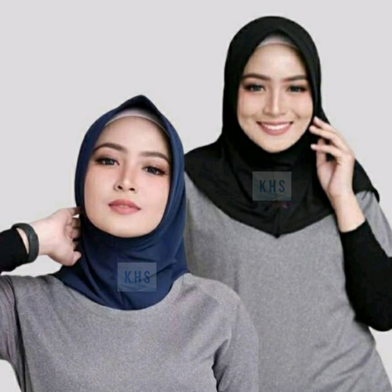 Jilbab Sport / Hijab Instan Sporty Jilbab Volly Jilbab Bahan Jersey Lycra Instant / Bergo Sport Kerudung Olahraga KHS-6