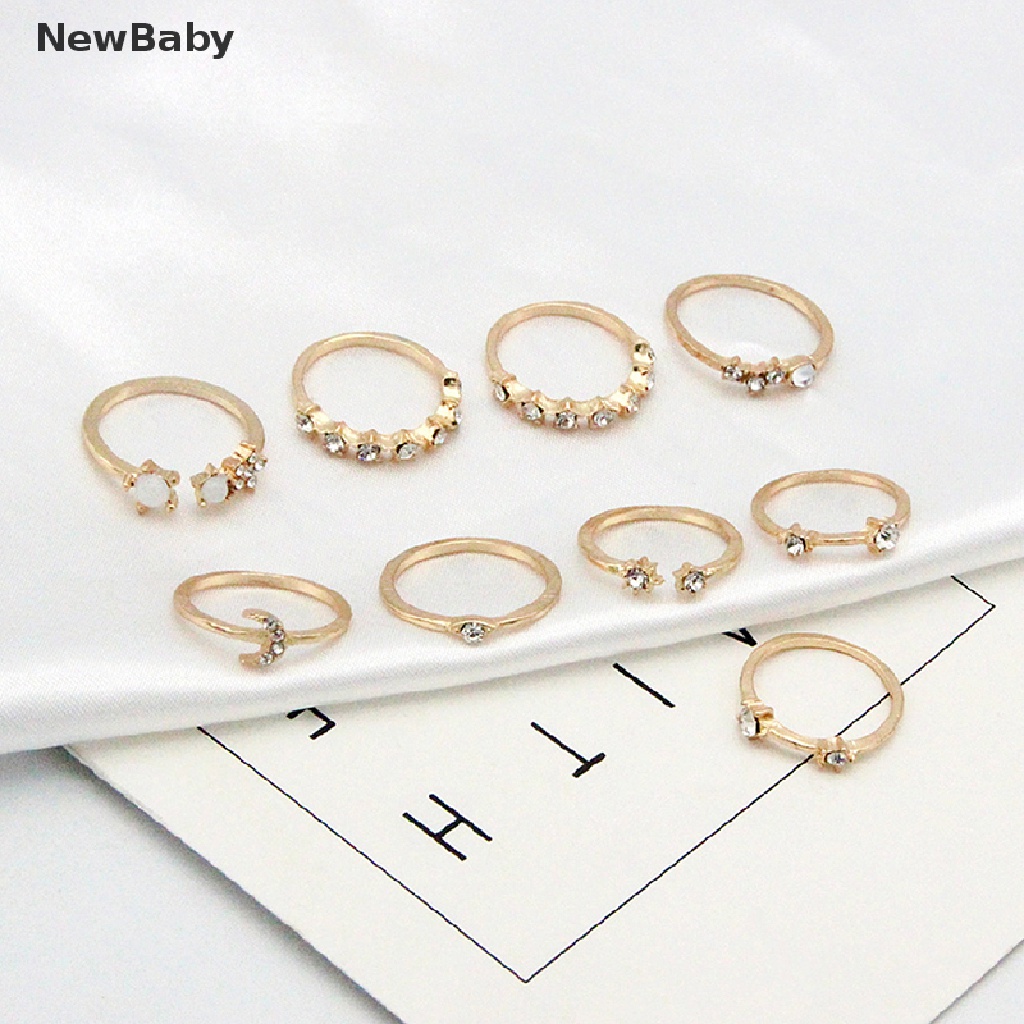 9 Pcs / set Cincin Desain Bulan Bintang Gaya Bohemian Untuk Wanita