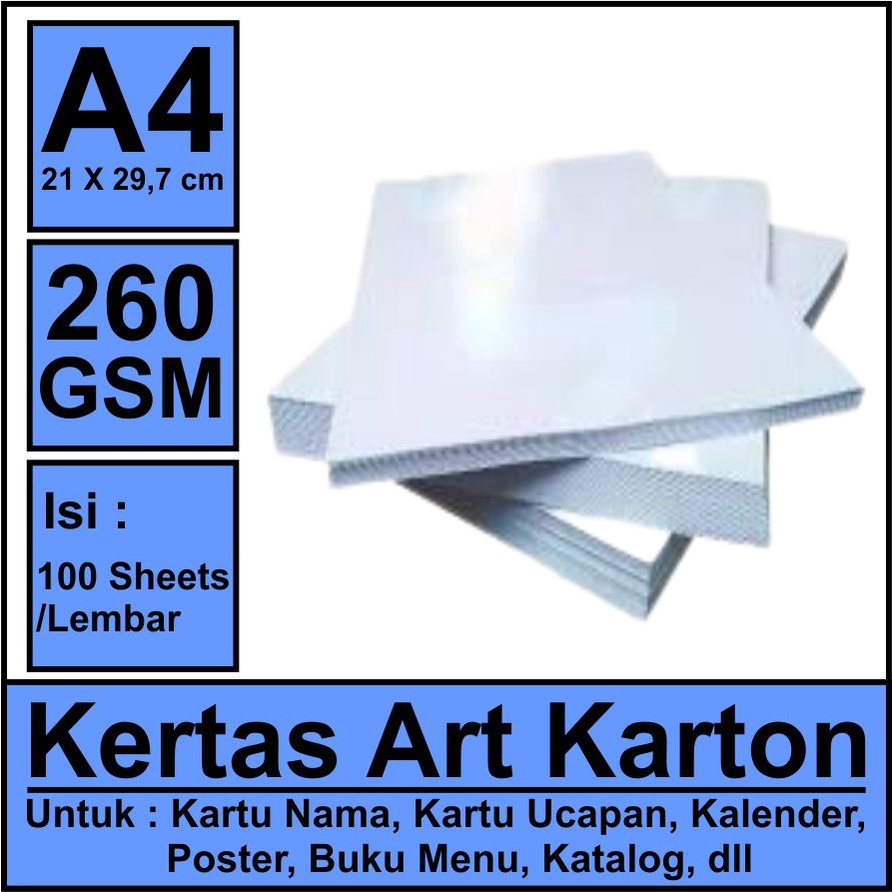 

Kertas Art Karton A4 260 gram / 100 Lembar