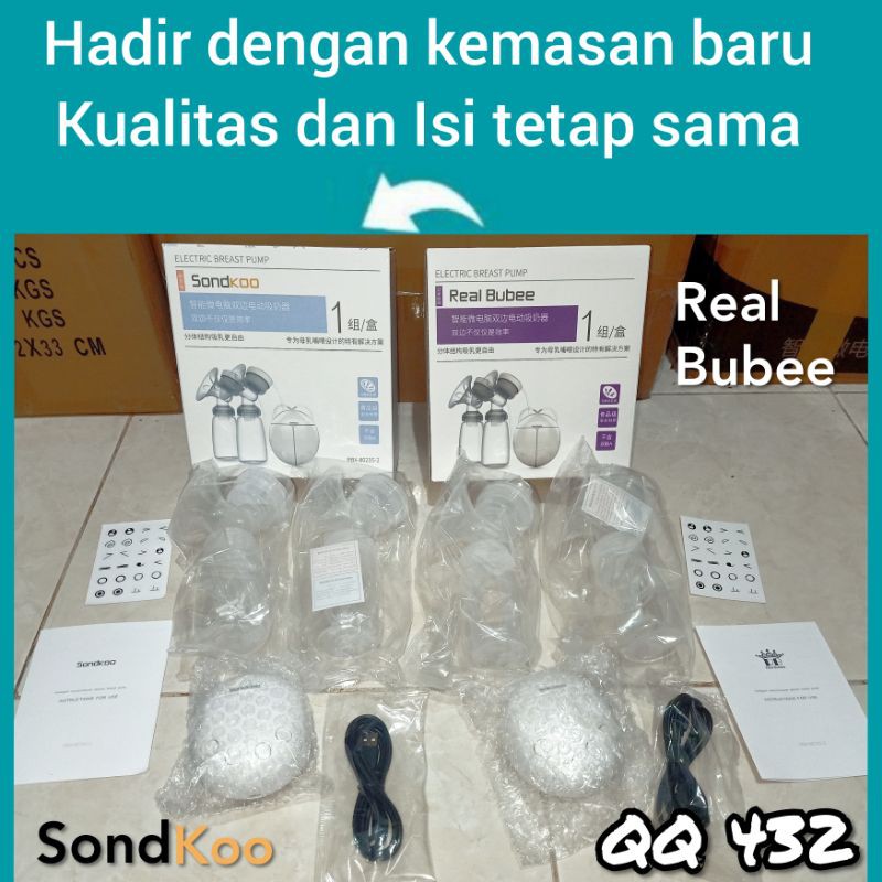 Pompa Asi Model Elektrik dengan botol susu ganda real bubee sondkoo double pump Elektric Realbubee