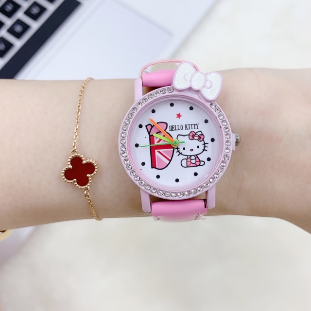 ✅COD [READY STOCK] HELLO KITTY JAM TANGAN ANAK-ANAK KULIT FASHION MURAH IMPOR HARGA GROSIR A11