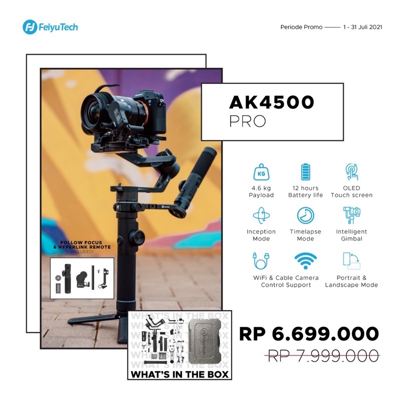 Feiyu AK4500 Pro Kit 3-Axis Gimbal Stabilizer Camera