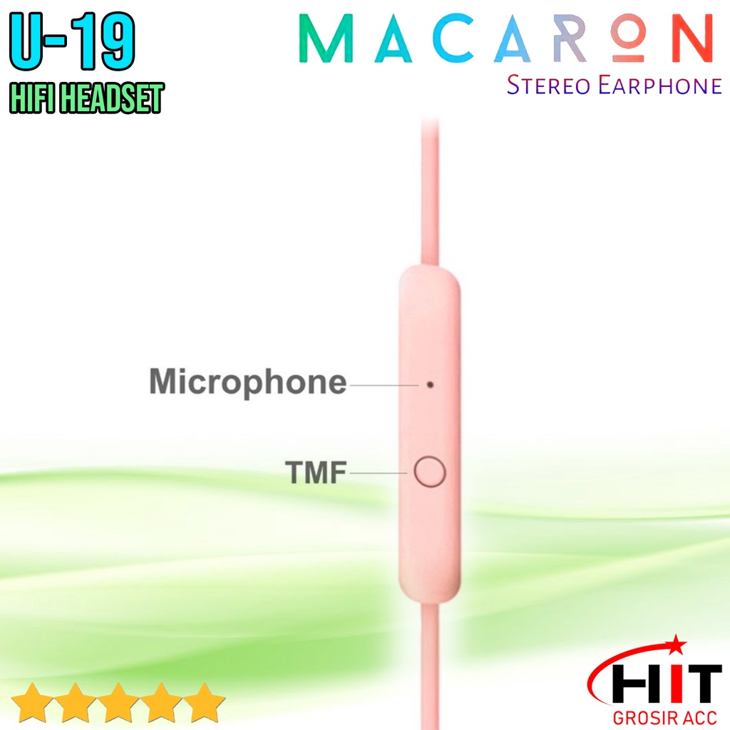 Headset U19 Earphone HF Macaron Mate Warna Hifi Extra Bass