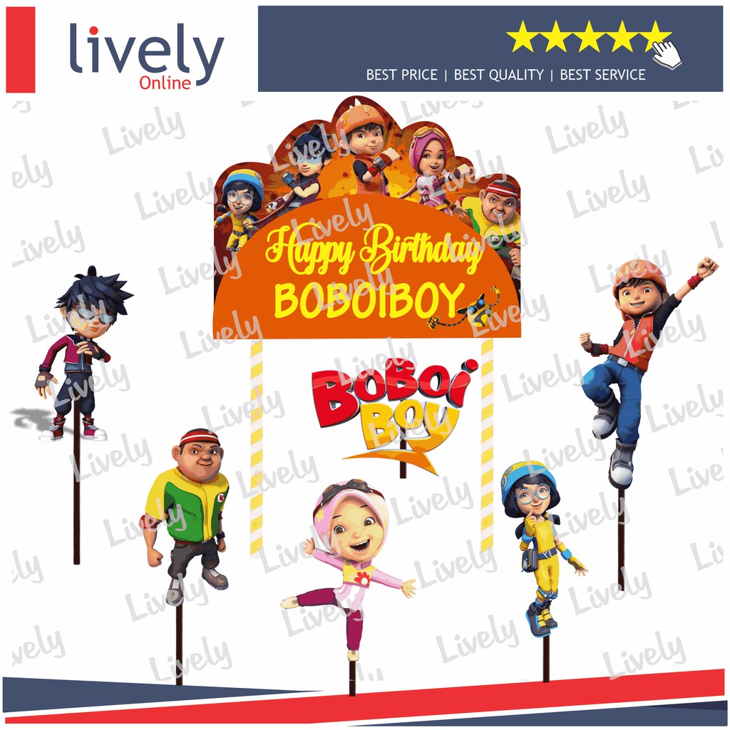 CUSTOM NAMA HIASAN KUE CAKE TOPPER KARAKTER BOBOIBOY HBD HAPPY BIRTHDAY