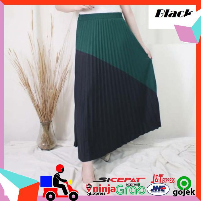 ROK PLISKET PANJANG ROK PLISKET KOMBINASI PREMIUM ROK KERJA WANITA PANJANG