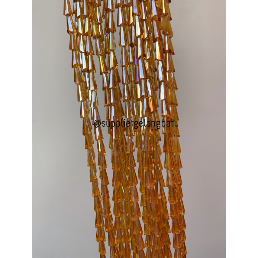 kristal terompet 12 x 8mm gold champagne crystal emas bahan acc PAGODA