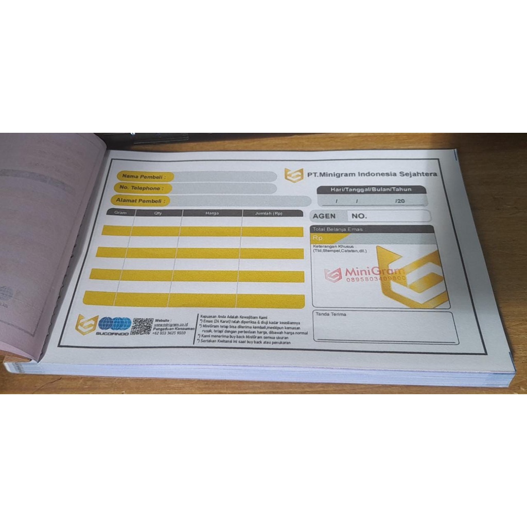 MINIGRAM 0.01 GRAM Logam Mulia Emas Mini-nota 6 lembar