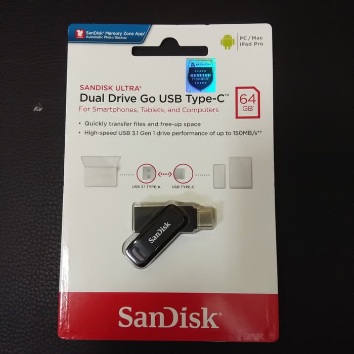 SanDisk Ultra Dual Drive Go USB Type-C Flashdisk OTG 64GB 150Mb/s