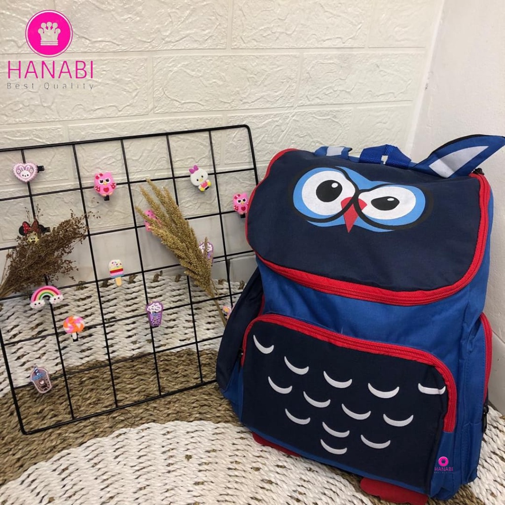 HANABI - tas  sekolah OWL tas ransel anak cewek cowok tas ransel sekolah tas ransel jalan jalan