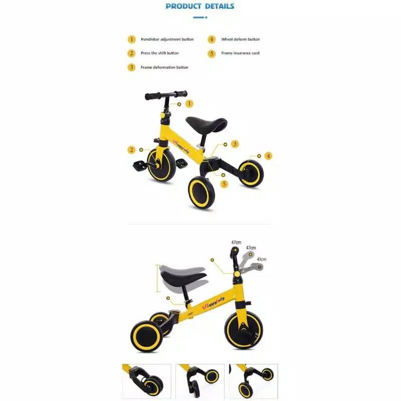 Happy Baby Balance Bike 3 in 1 Sepeda Keseimbangan Anak Happybaby Roda 3