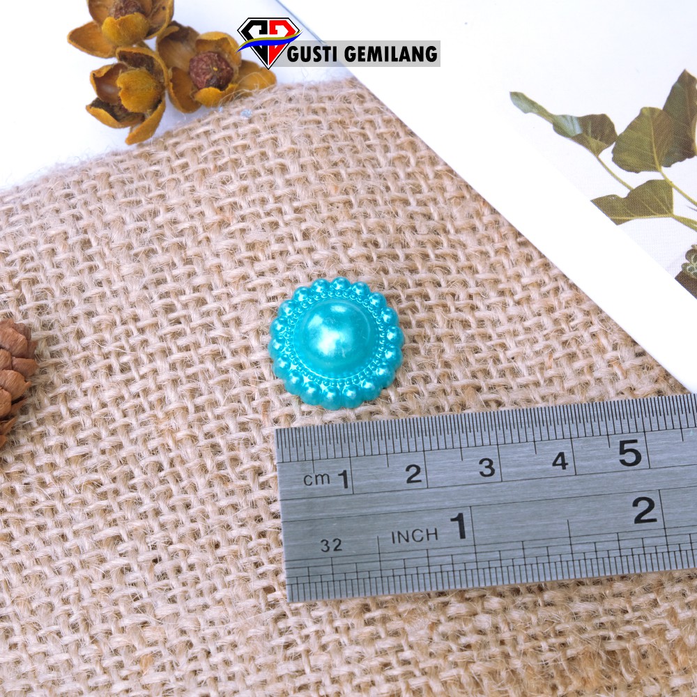 12pcs Mutiara belah bunga 17mm mutiara setengah half pearl