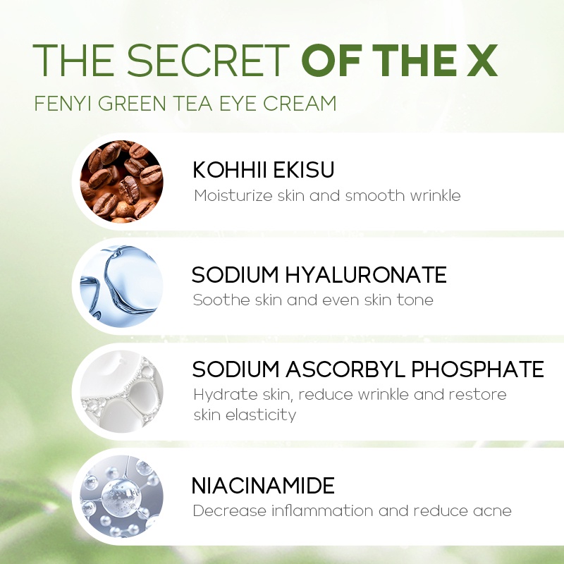 BPOM Fenyi Green Tea Eye Cream Sachet Menghilangkan Kantung Mata Mengencangkan Kulit Memperbaiki 2g