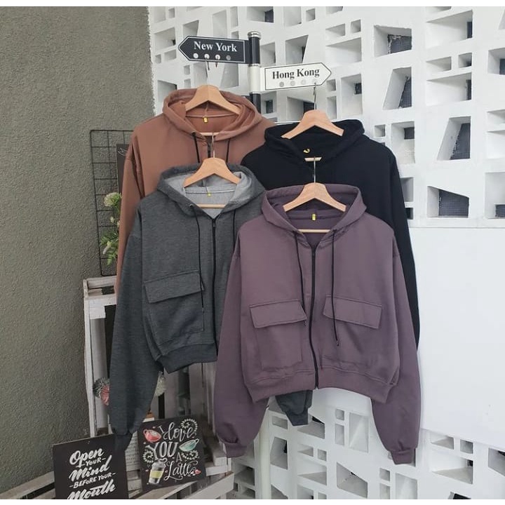 Sweater Wanita Grosir Berkualitas -Zarra Crope hoodie