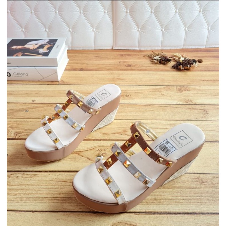 ABBUSHOES Nn 33 sendal wedges sol karet stut annabel 7cm