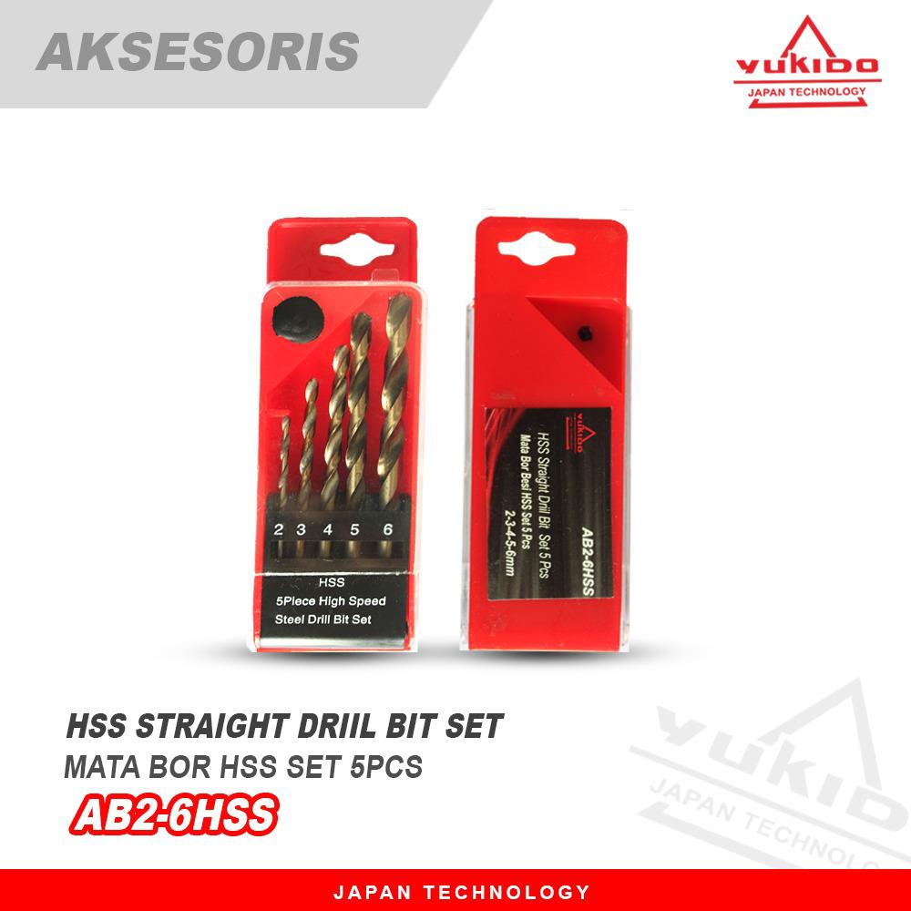 TERLARIS!!!YUKIDO MATA BOR BESI SET 5 PCS 2-3-4-5-6 MM MATABOR BESI HSS DRILL BITS