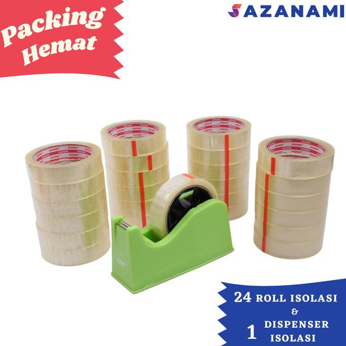 

[ varostore90 ] PACKING HEMAT 1A - 24 ROLL ISOLASI BENING 1" X 72Y + DISPENSER LAKBAN