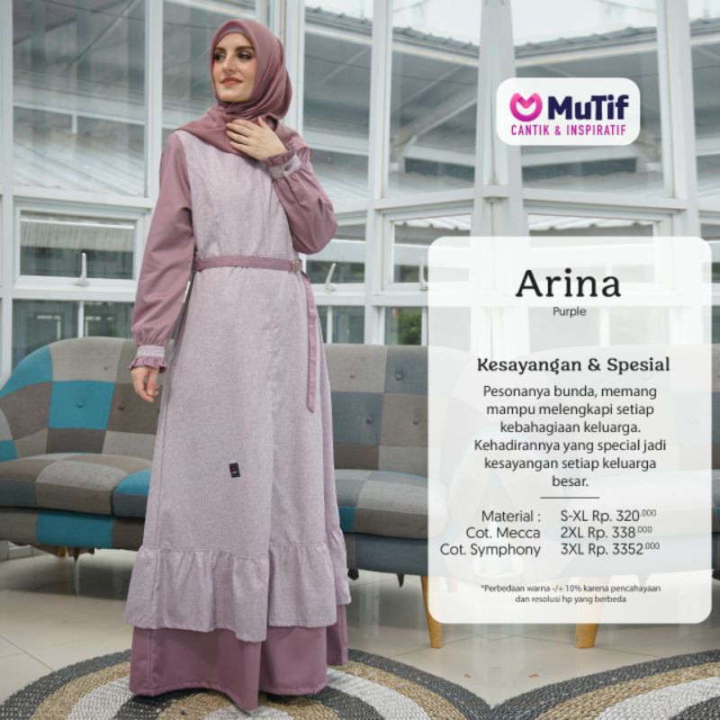 Mutif Sarimbit Arina Radiant Purple Laven Mutif Arina Little Arina Mutif Man Adrian Cakra Baju Muslim Gamis Sarimbit Keluarga Family Series Lebaran Terbaru Ori Set