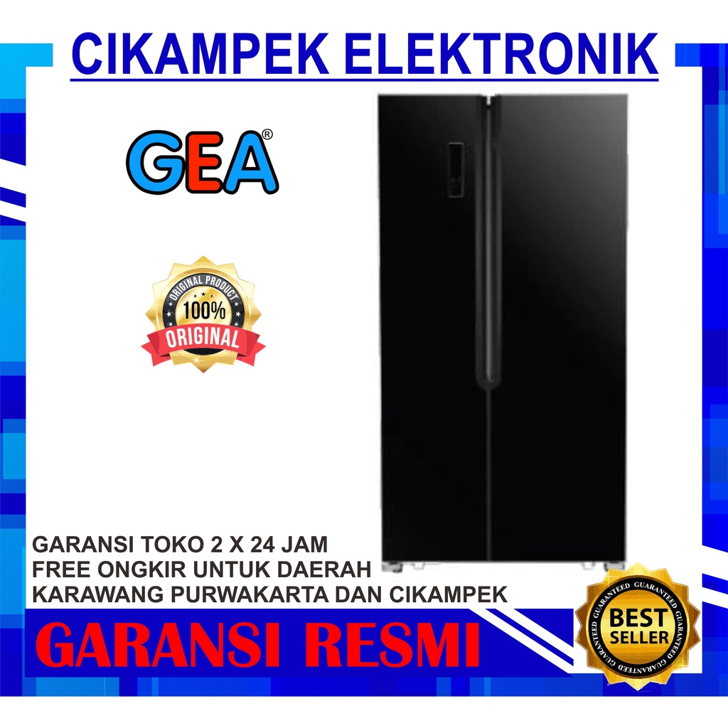 KULKAS GEA G2D 563 BLACK / KULKAS SIDE BY SIDE GEA INVERTER