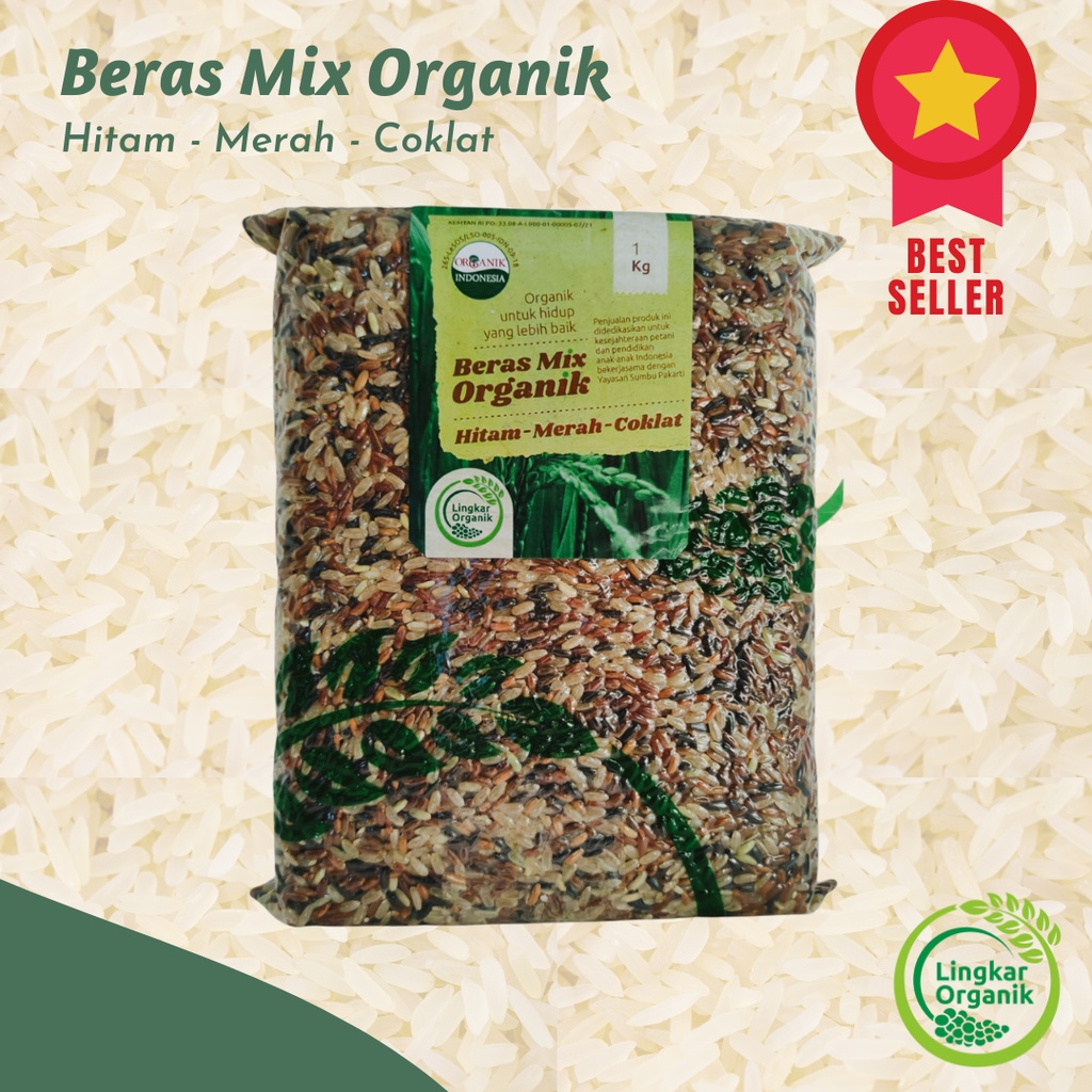 

Beras Mix Whole Grain Merah Coklat Hitam Organik Kemasan Vakum 1 kg Lingkar Organik