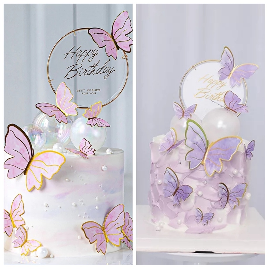 Jual Cake Topper Butterfly kupu kupu pink atau purple 10 pcs | Shopee ...