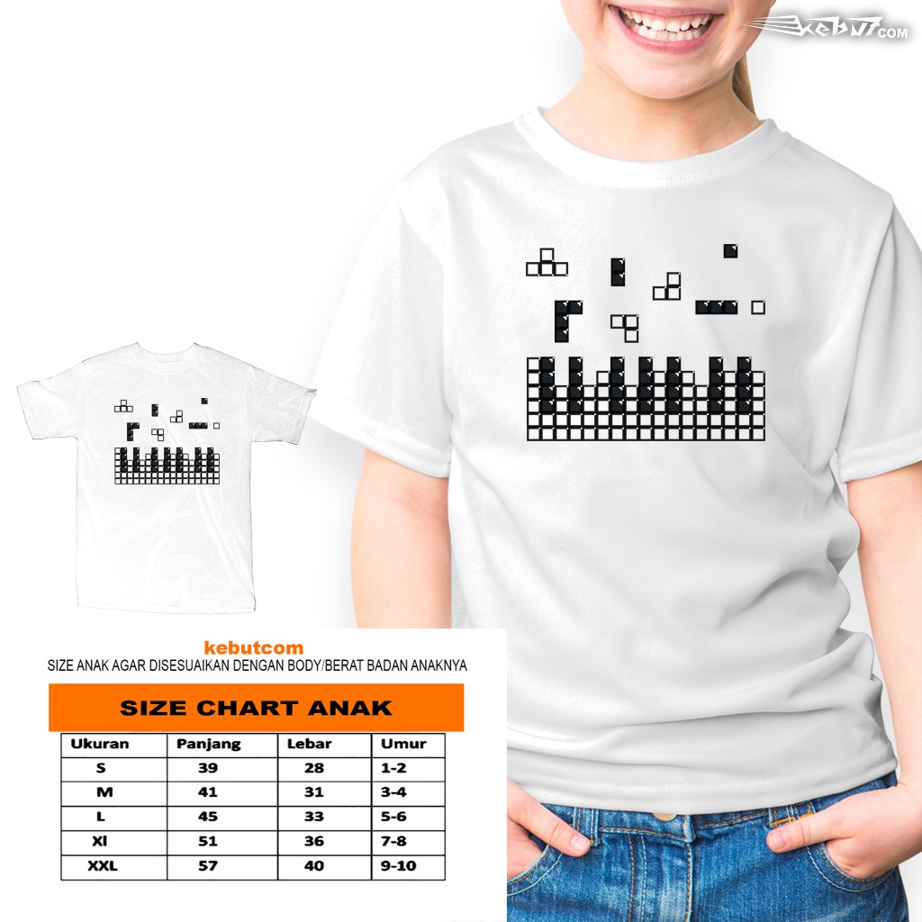 Terbaru KAOS ANAK 1-10 Tahun LAKI-LAKI PEREMPUAN - Desain Gambar Unik Lucu GAME PIANO - Brick Piano