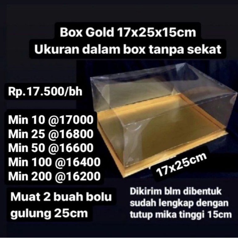 

Box Gold 17x25x15cm Ukuran dalam box tanpa sekat