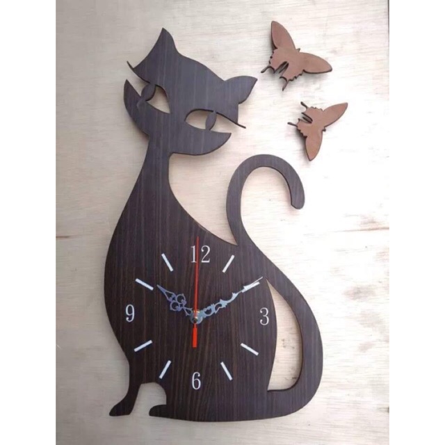 JAM DINDING CUSTOM BENTUK KUCING CAT LOVERS
