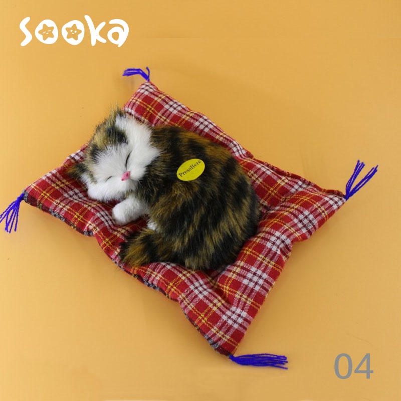 SOOKA Boneka Plush Simulasi Kucing Tidur Mini Dengan Suara SK-GDH1056