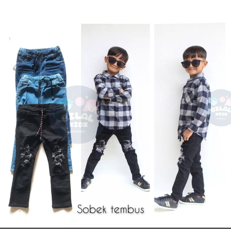 CELANA JEANS SOBEK PANJANG ANAK COWO