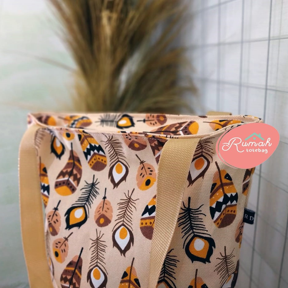 Totebag Kanvas Tebal/ Tas Kanvas / Tote bag Kanvas Tebal Bulu Merak