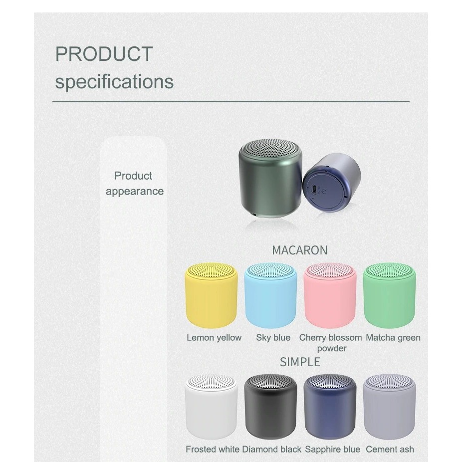 Speaker Bluetooth Macaron InPods Little Fun Wireless Mini Portable Stereo Bass TWS-5