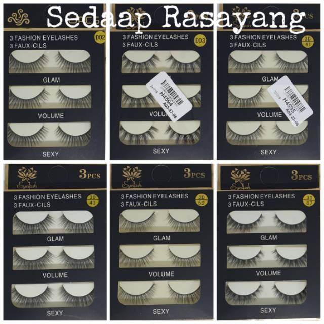 Bulu Mata Palsu 3D 3 Pasang Tebal Natural Lembut Panjang Eyelash Thick