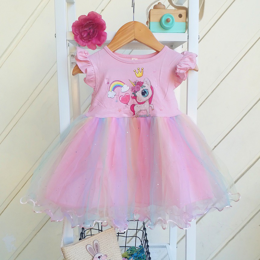 LittleAaron DRESS IMPORT UNICORN FLOW 818 EBV Baju Dress Anak Perempuan Import