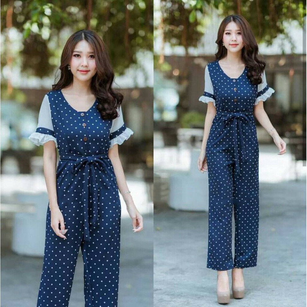 D19 1146 jp polyko navy Bhn katun, fit to xl, LD 100, pjg 135, kancing depan , ada belt bis