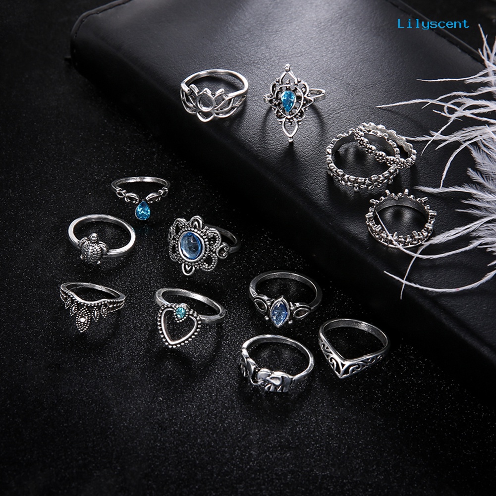 Ls 13Pcs / Set Cincin Buku Jari Aneka Bentuk Gaya Boho Untuk Wanita