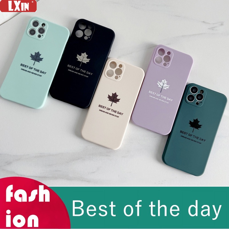 Fashion Phone Case Realme 8 8Pro 8i C11 2021 C25 C12 C15 C3 C2 6 6i 5i A3S A5S Reno 6 Z 6Z 5G Reno 5 Maple Leaf Silicone Shockproof Soft Square TPU Cover