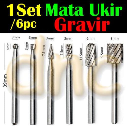 Mata Bor Tuner Gravir Ukir Mini Grinder Dremel Set 6pc *MU03