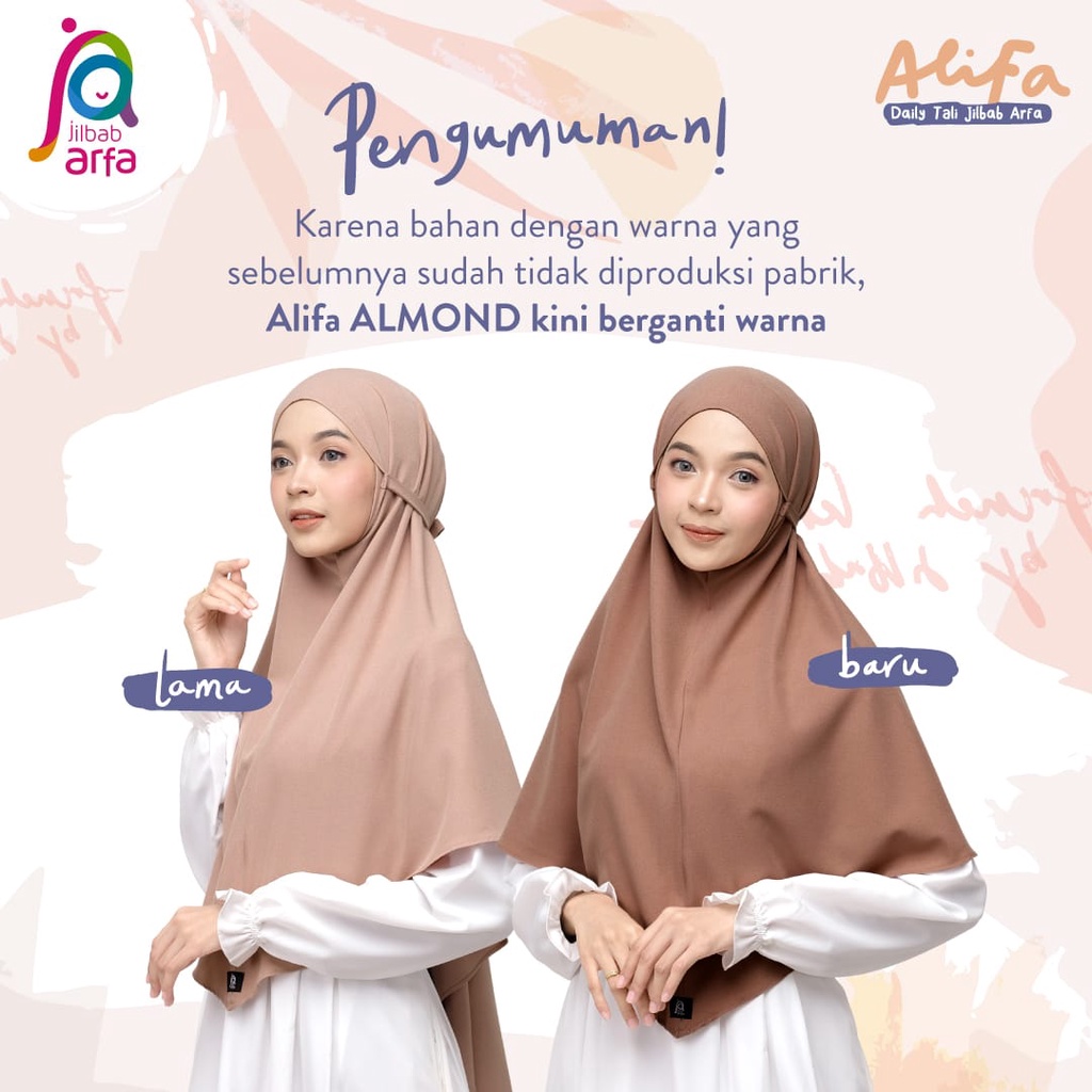 Jilbab Arfa Instan Alifa Almond - Bergo Maryam Tali Non Pet